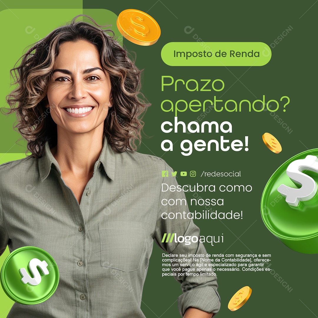 Contabilidade Prazo Apertando Chama a Gente Social Media PSD Editável