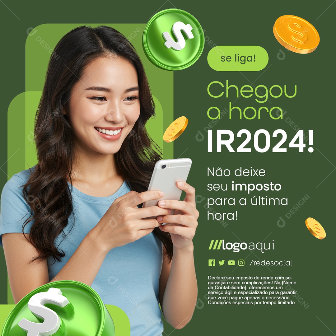 Contabilidade Se Liga Chegou a Hora Social Media PSD Editável
