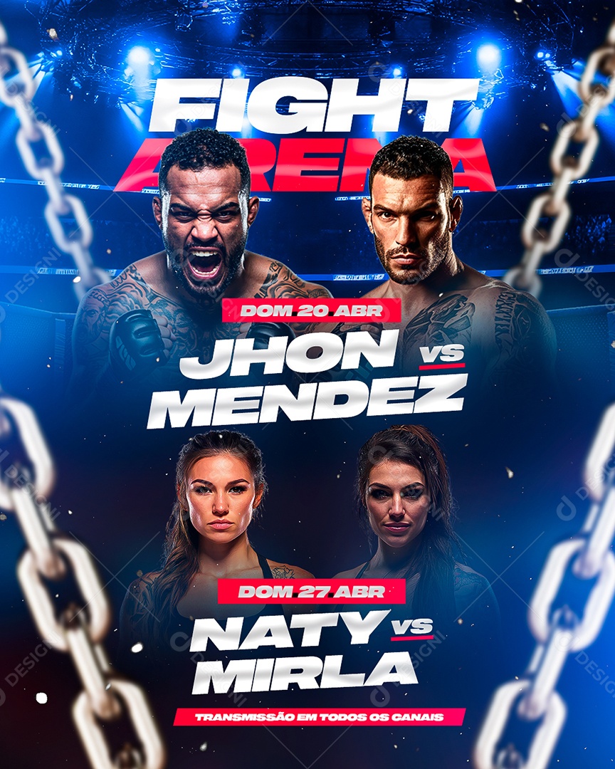 Fight Arena Jhon VS Mendes Social Media PSD Editável