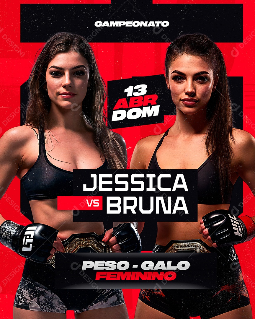 Campeonato de Luta Feminino Jessica VS Bruna Social Media PSD Editável