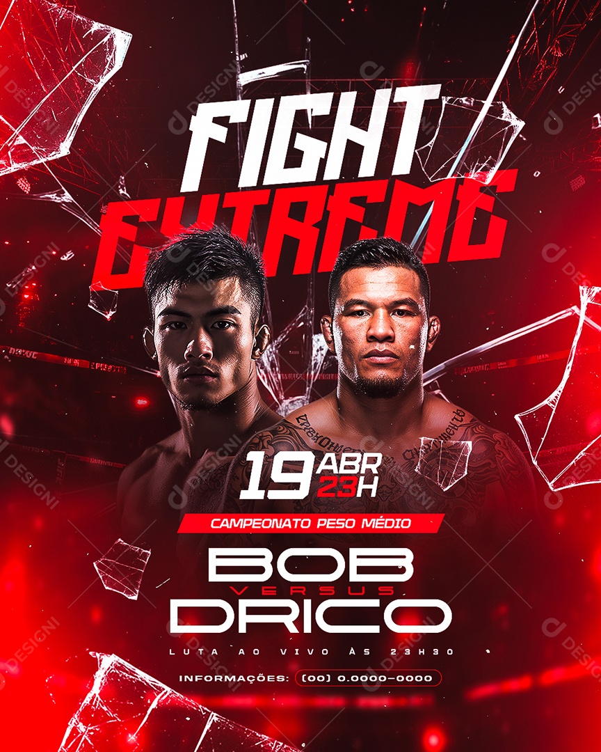 Fight Extremo Bob Versus Drico Social Media PSD Editável