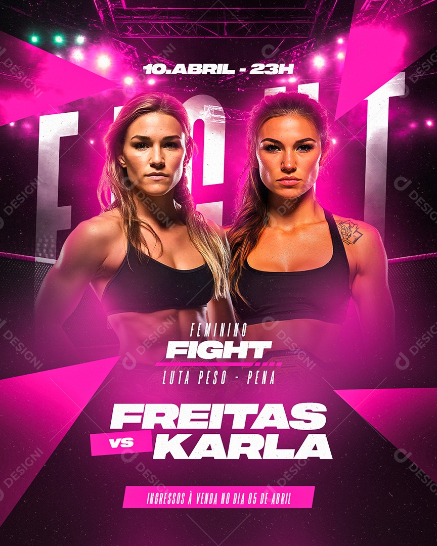 Fight Feminino Luta Peso Pena Freitas vs Karla Social Media PSD Editável