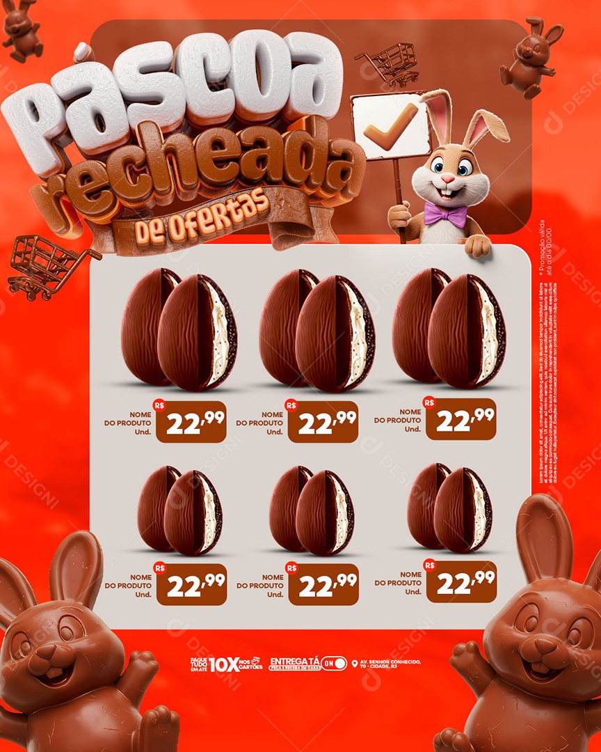 Encarte Páscoa Recheada de Ofertas Social Media PSD Editável
