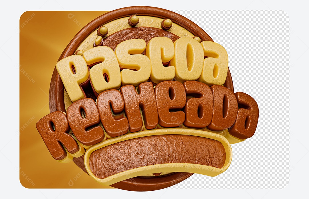 Selo 3D Páscoa Recheada Para Composição PSD