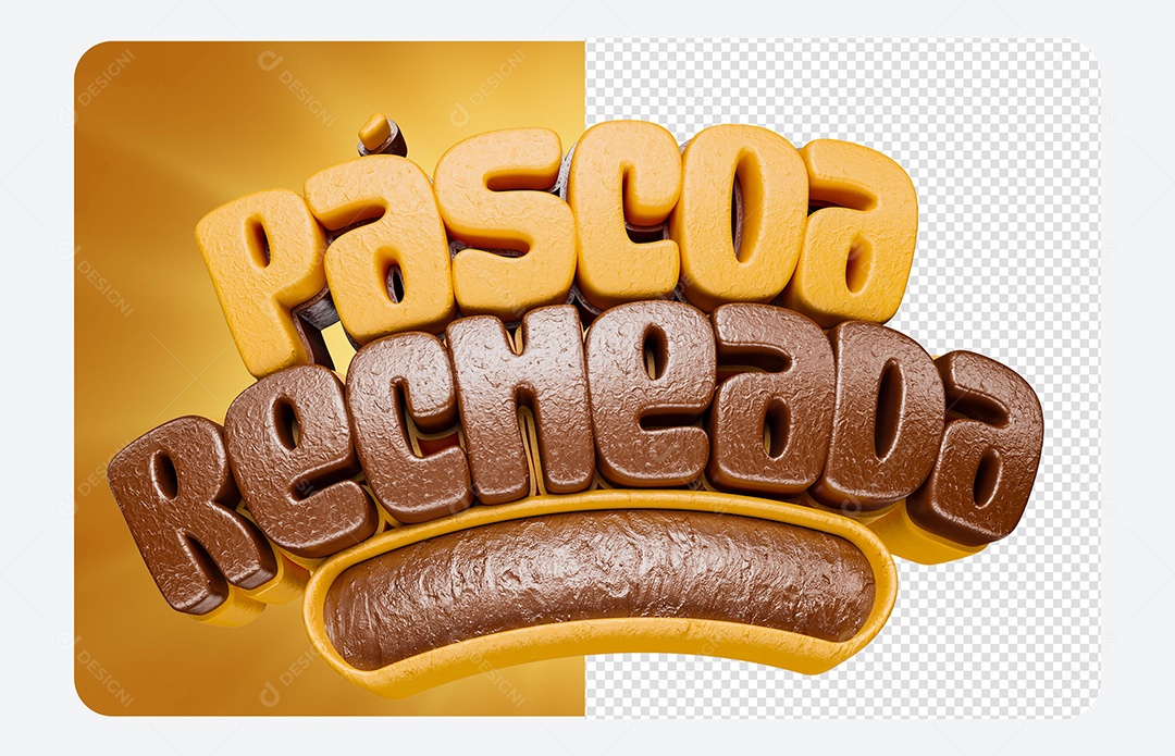 Selo 3D Páscoa Recheada de Ofertas Para Composição PSD