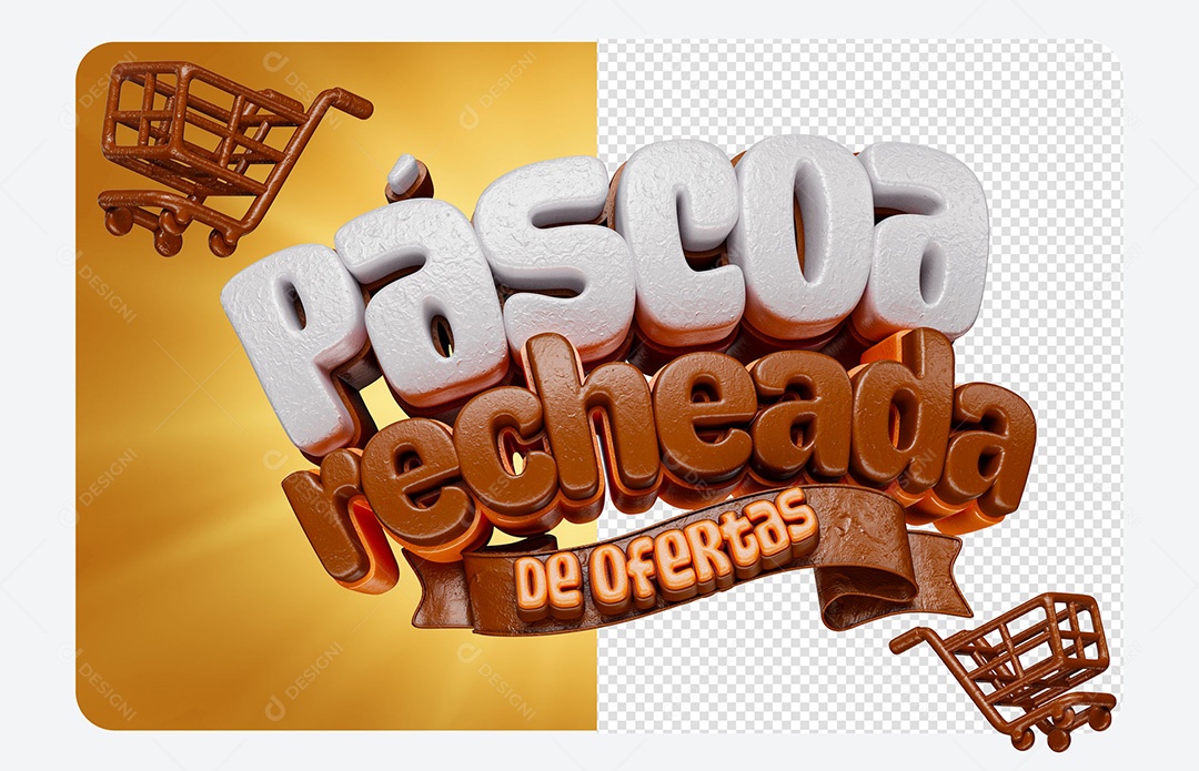 Selo 3D Páscoa Recheada de Ofertas Para Composição PSD