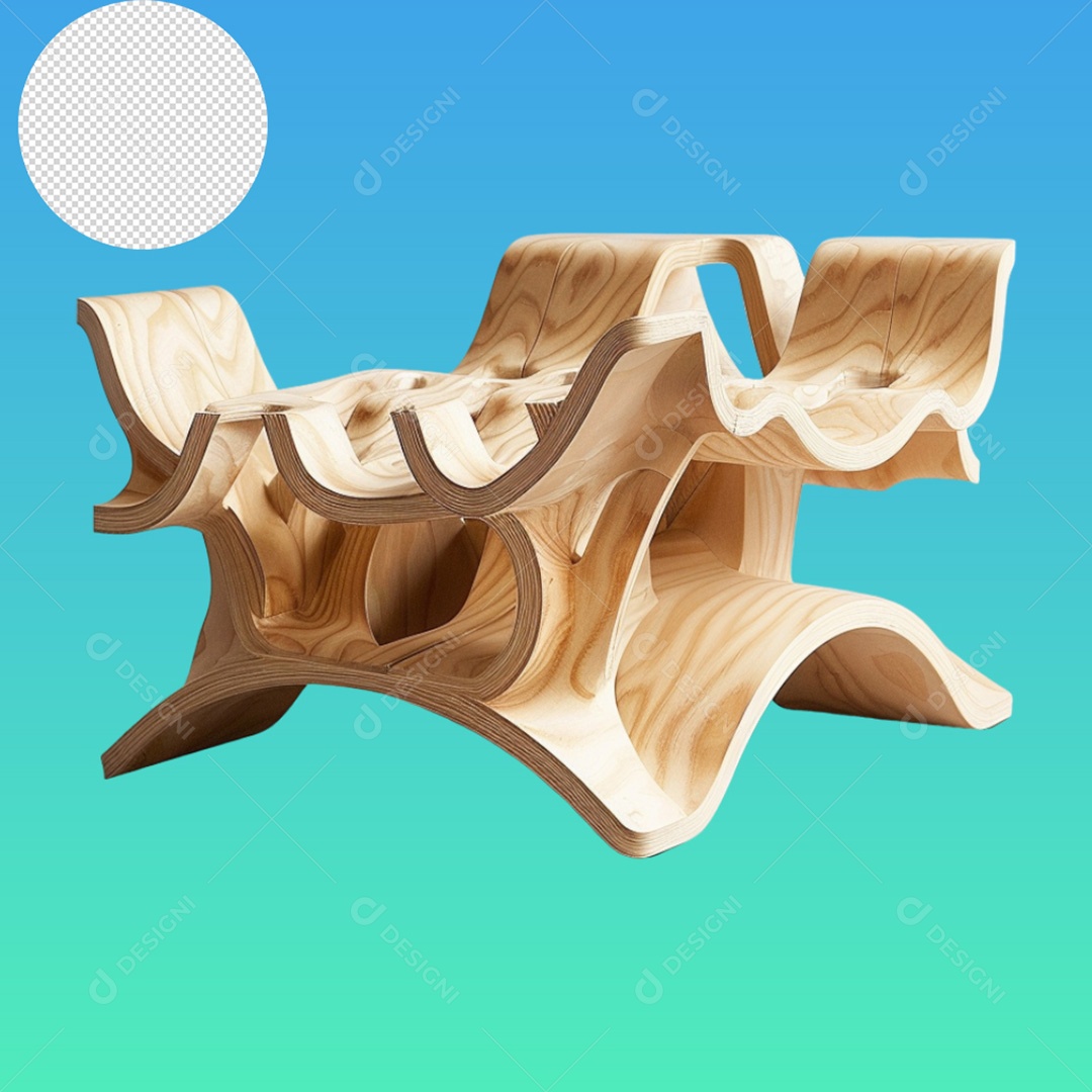 Elemento Banco de Madeira para Composição PSD