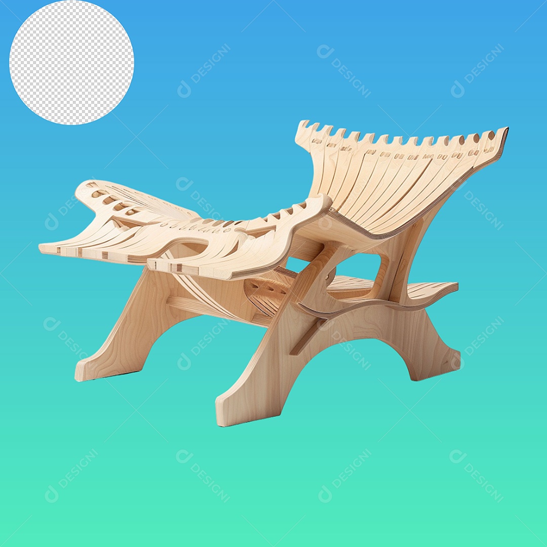 Elemento Banco de Madeira para Composição PSD