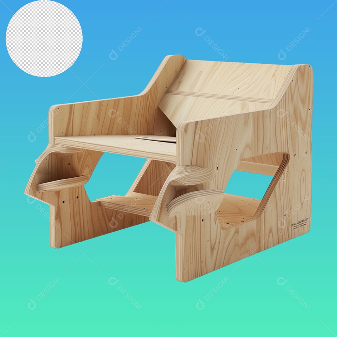 Elemento Banco de Madeira para Composição PSD