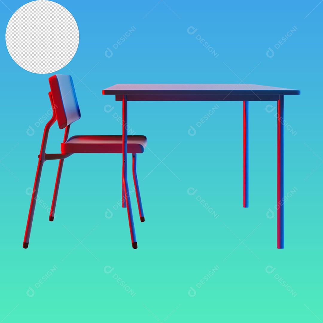 Elemento Mesa e Cadeira para Composição PSD