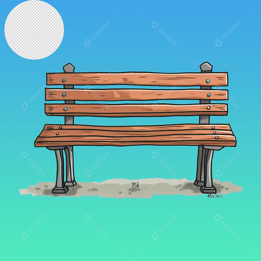 Elemento Banco de Madeira para Composição PSD
