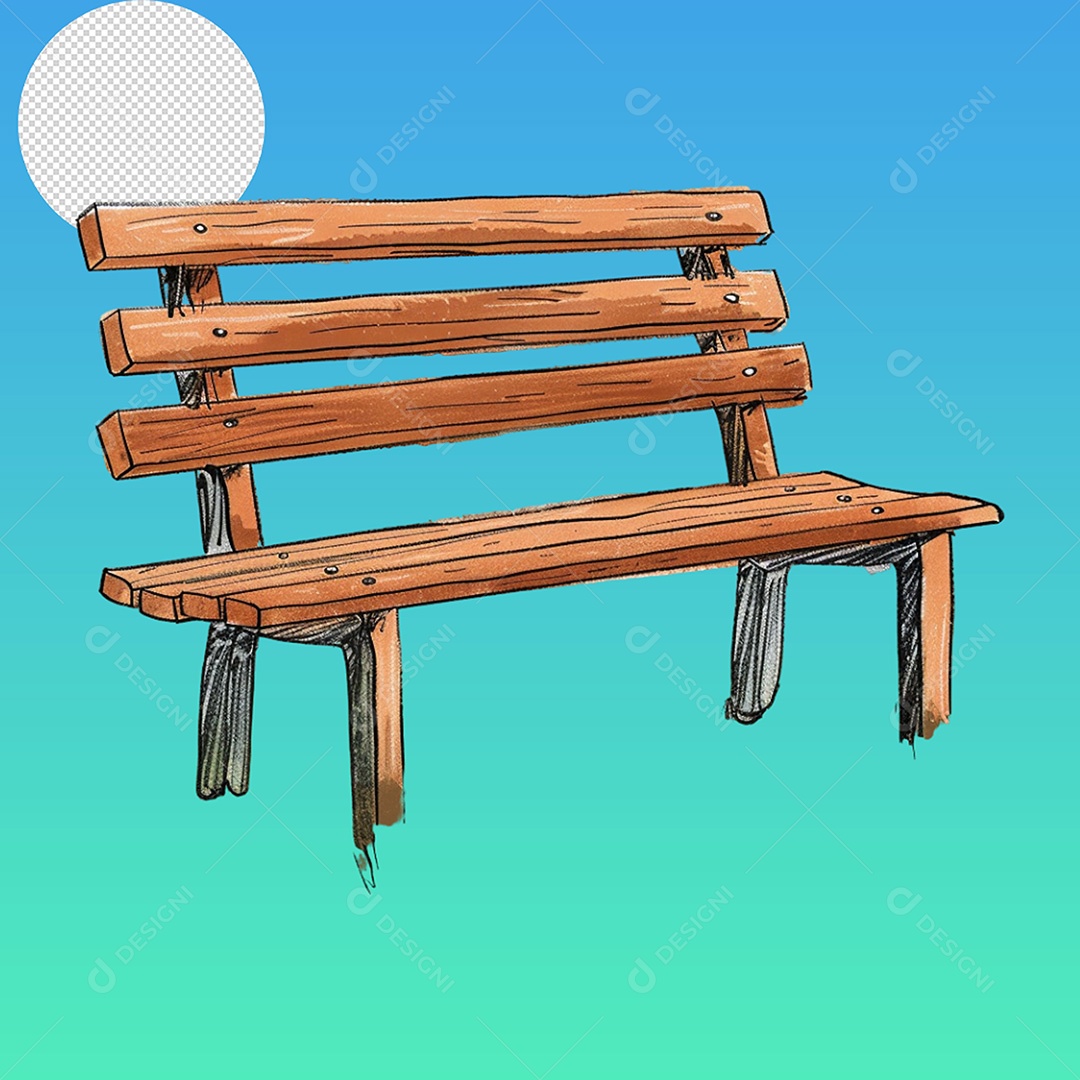 Elemento Banco de Madeira para Composição PSD