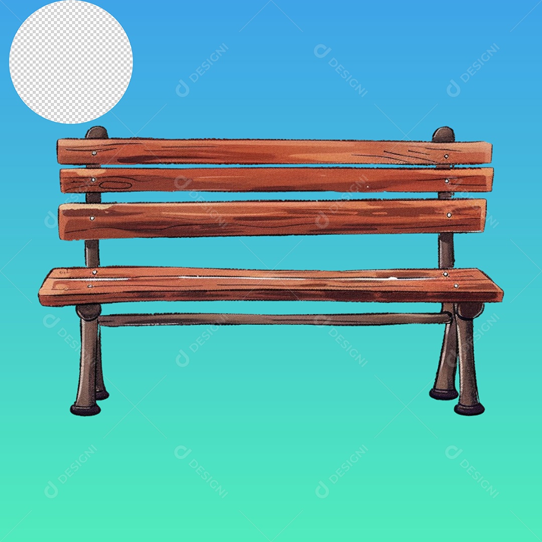 Elemento Banco de Madeira para Composição PSD