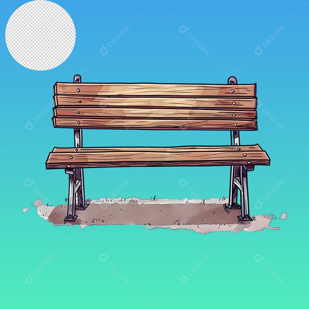 Elemento Banco de Madeira para Composição PSD