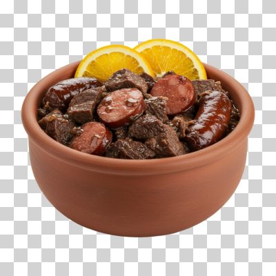 Feijoada Brasileira Caldeirão com Linguiça e Laranja PNG Transparente