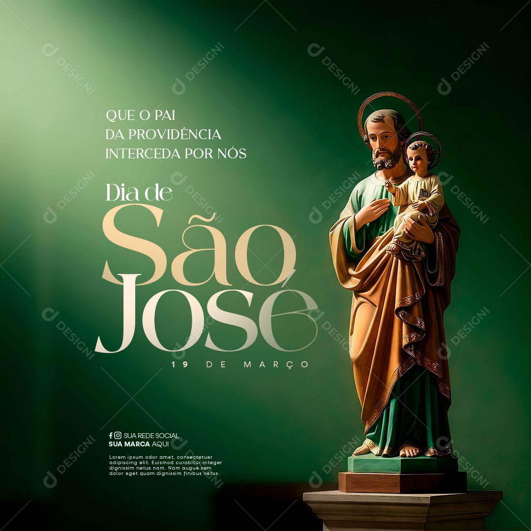 Dia de São José 19 de Março Social Media PSD Editável