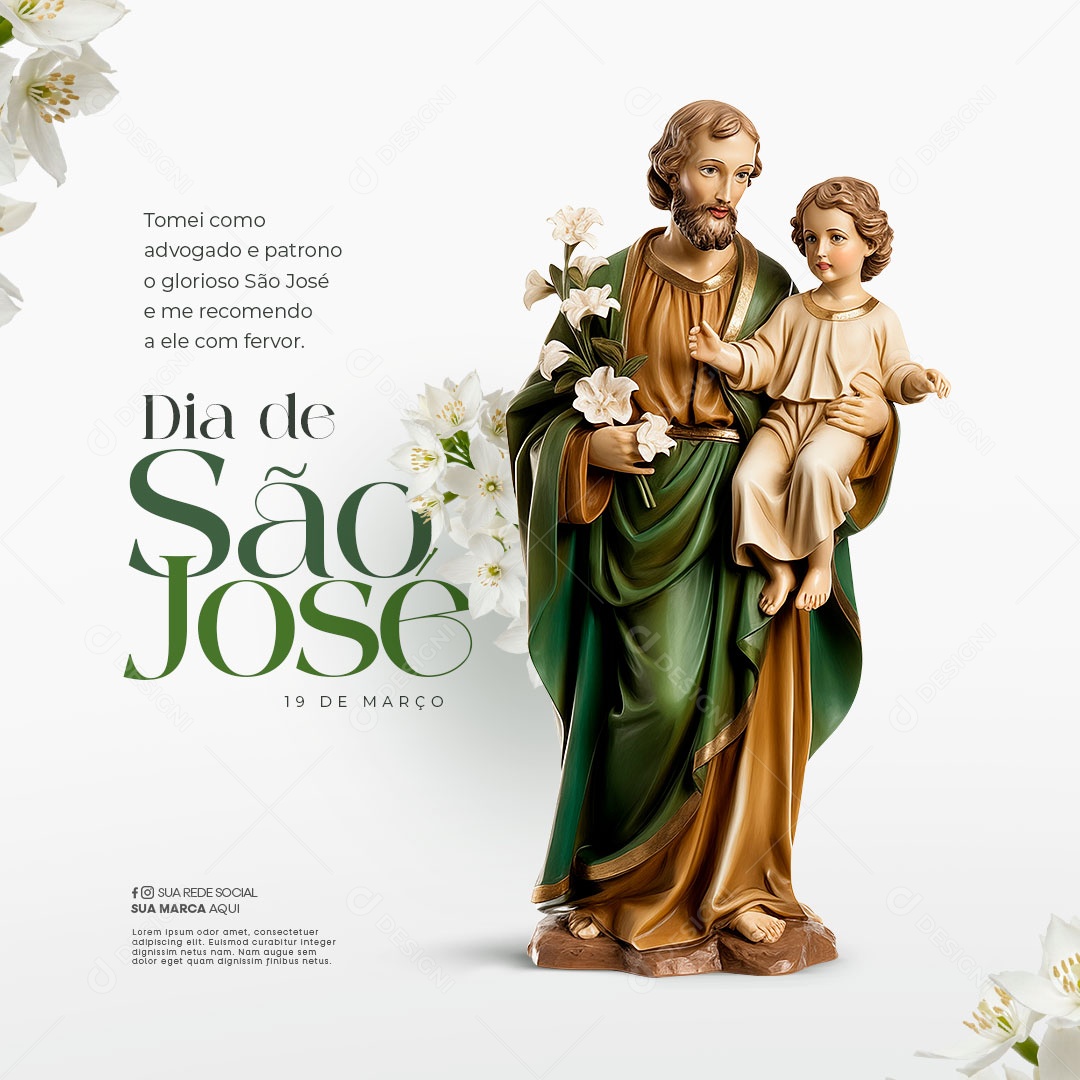 Dia de São José 19 de Março Social Media PSD Editável