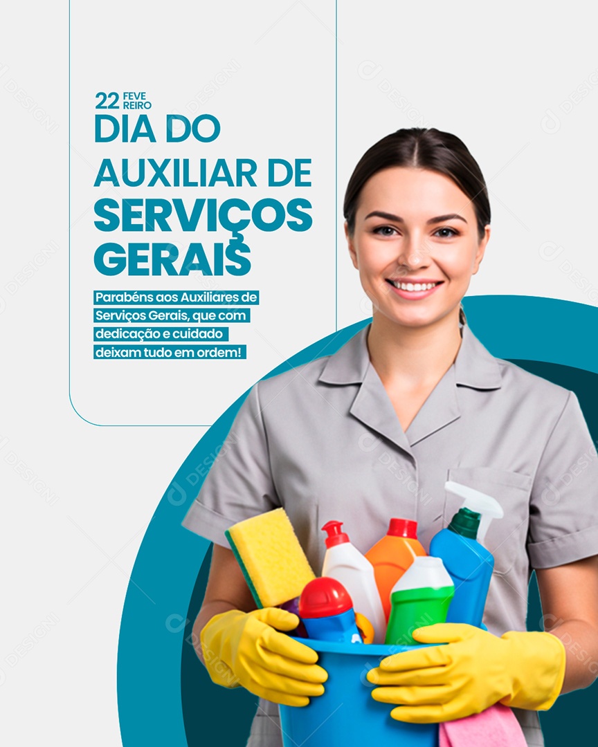 Dia do Auxiliar de Serviços Gerais 22 De Fevereiro Social Media PSD Editável