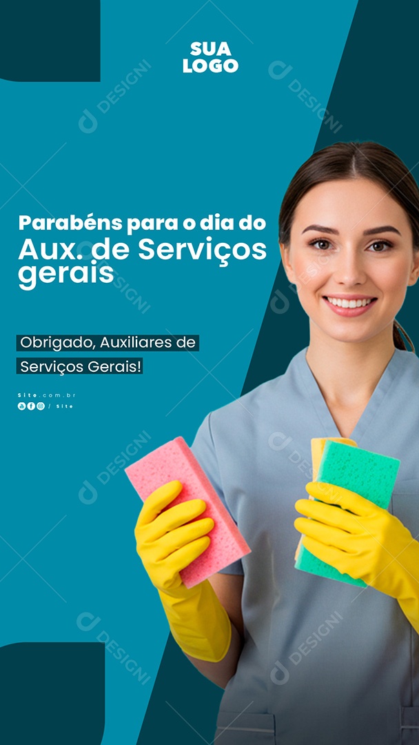 Story Dia do Auxiliar de Serviços Gerais 22 De Fevereiro Social Media PSD Editável