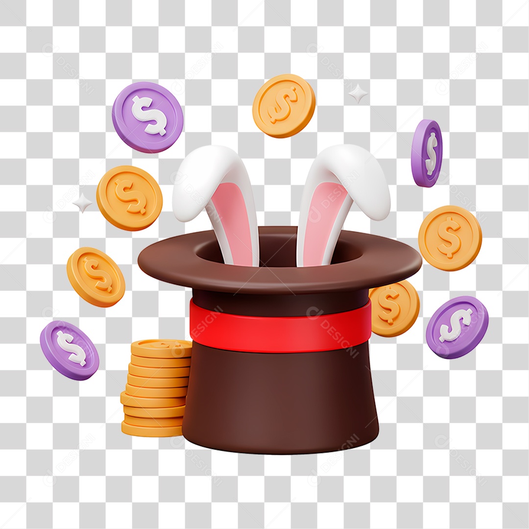 Coelho na Cartola PNG Transparente