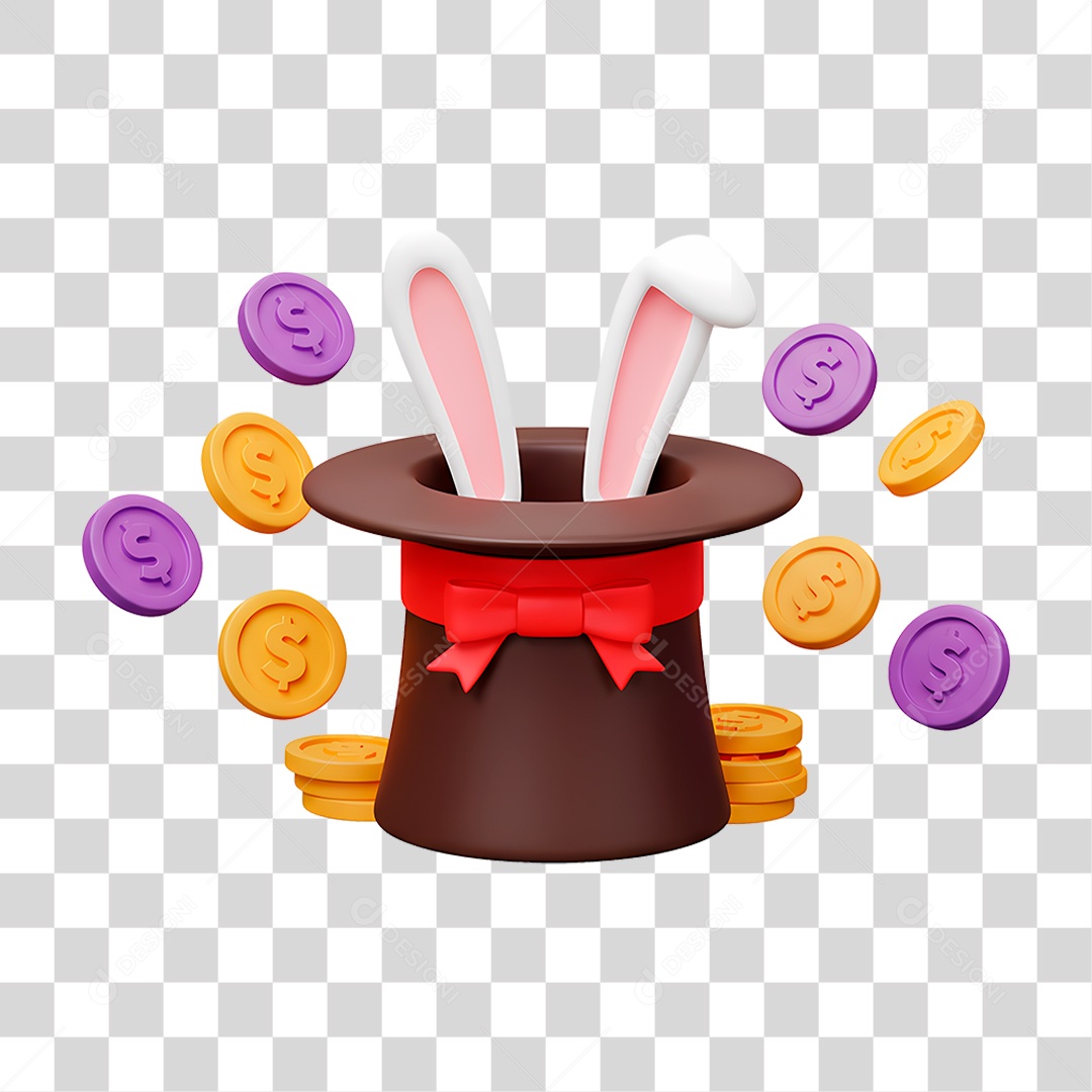 Coelho na Cartola PNG Transparente