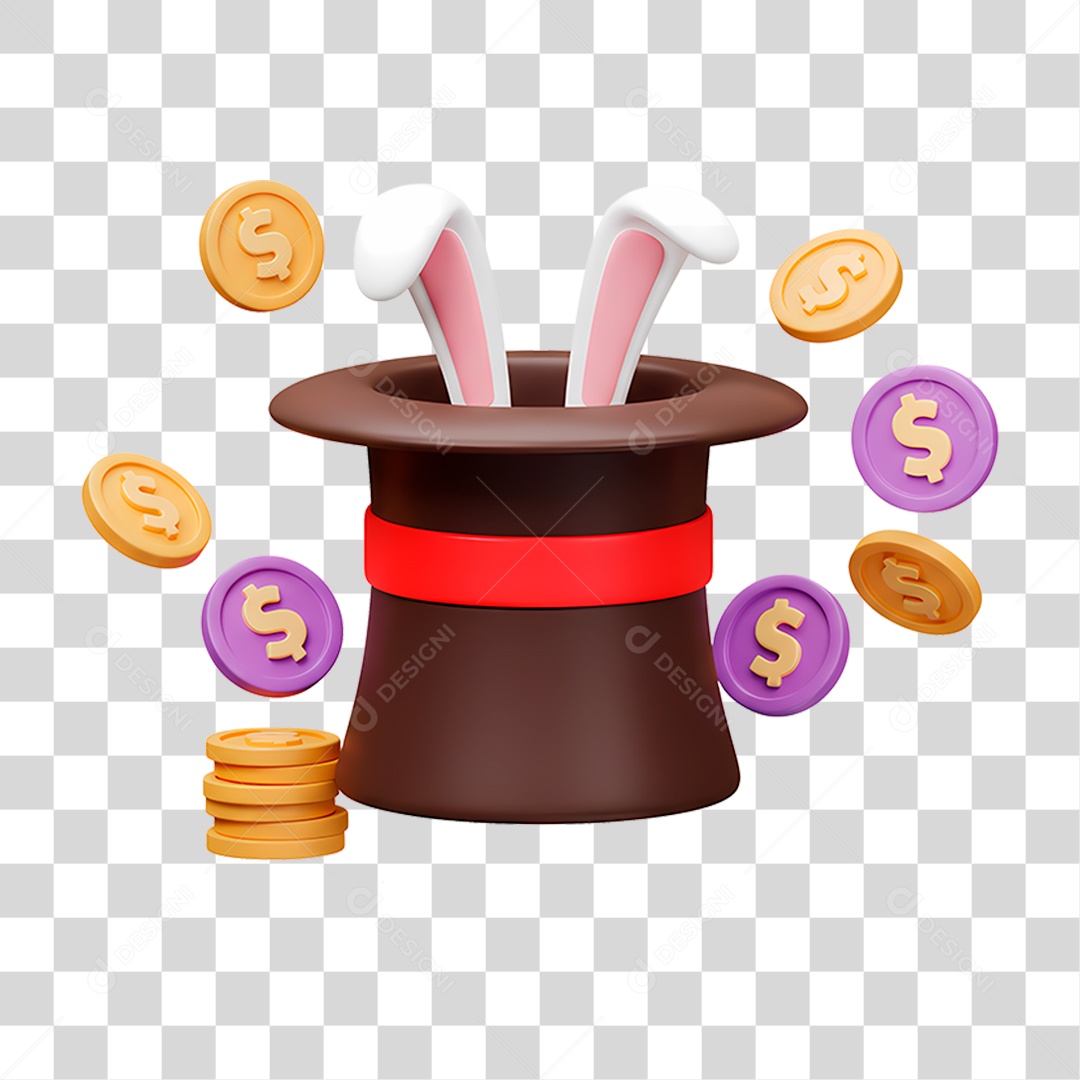 Coelho na Cartola PNG Transparente