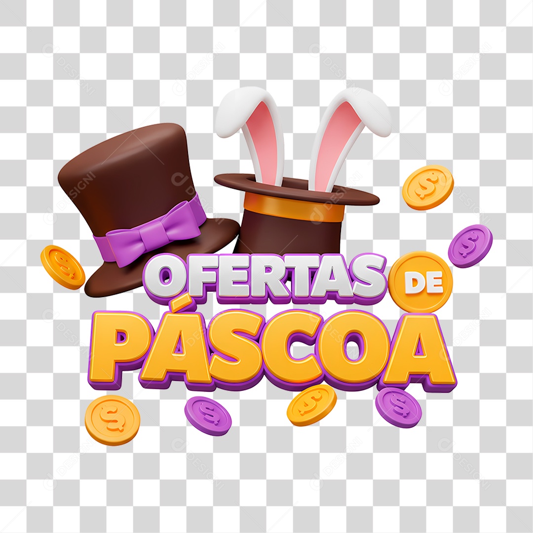 Selo 3D Ofertas de Páscoa PNG Transparente