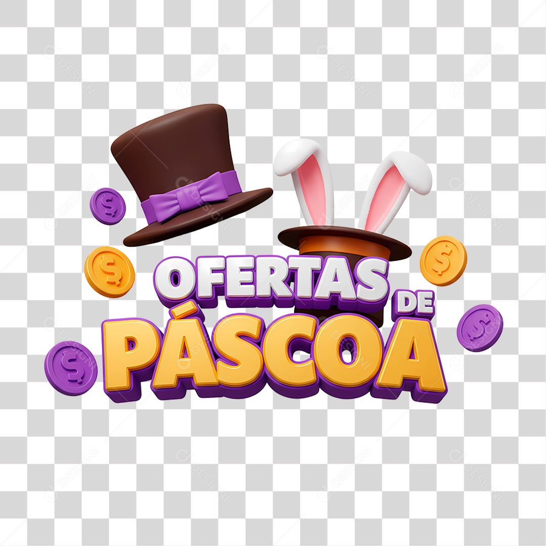 Selo 3D Ofertas de Páscoa PNG Transparente