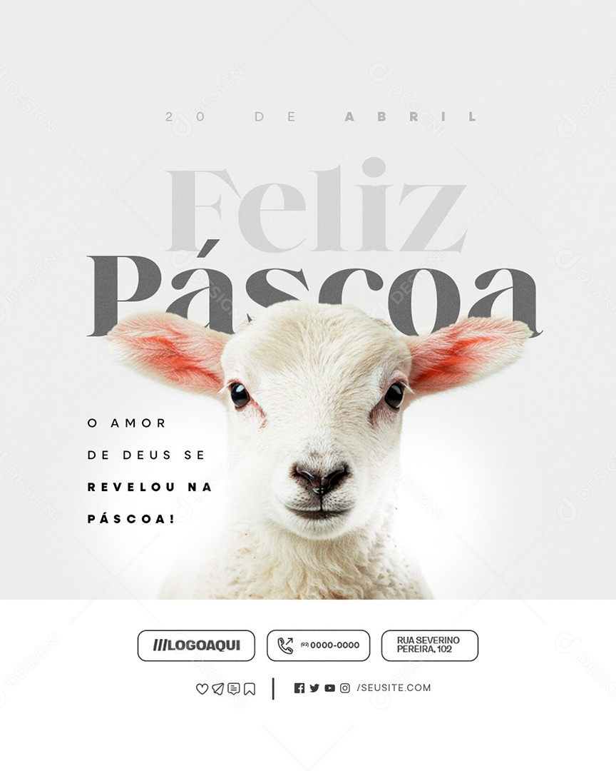 Feliz Páscoa 20 de Abril O Amor de Deus Se Revelou Social Media PSD Editável