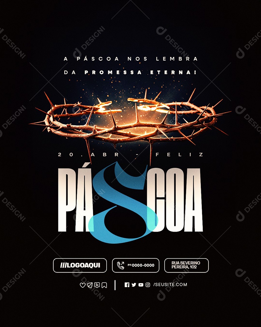 Feliz Páscoa 20 de Abril Promessa Eterna Social Media PSD Editável