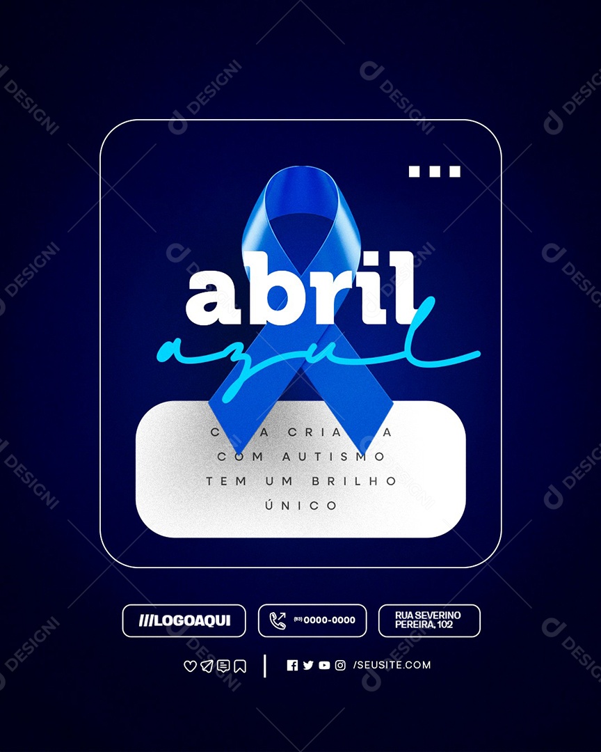 Abril Azul Autismo Tem Um Brilho Único Social Media PSD Editável