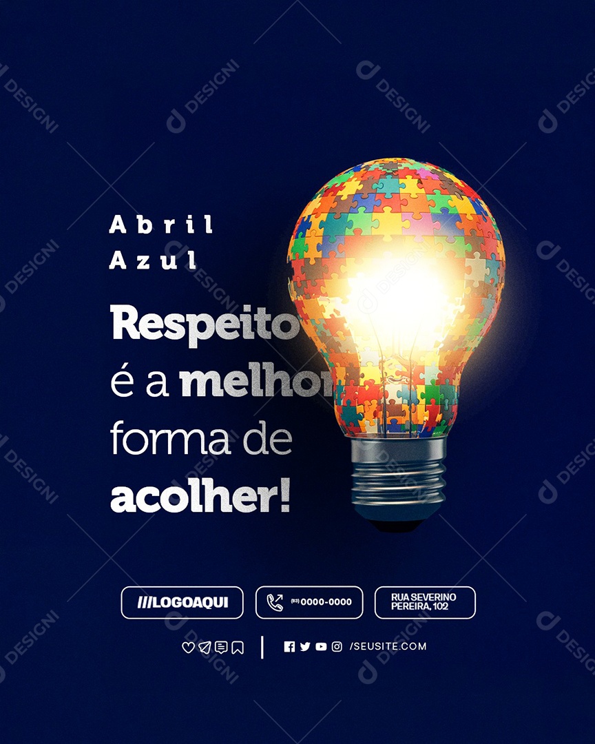 Abril Azul Respeito é a Melhor Forma de Acolher Social Media PSD Editável