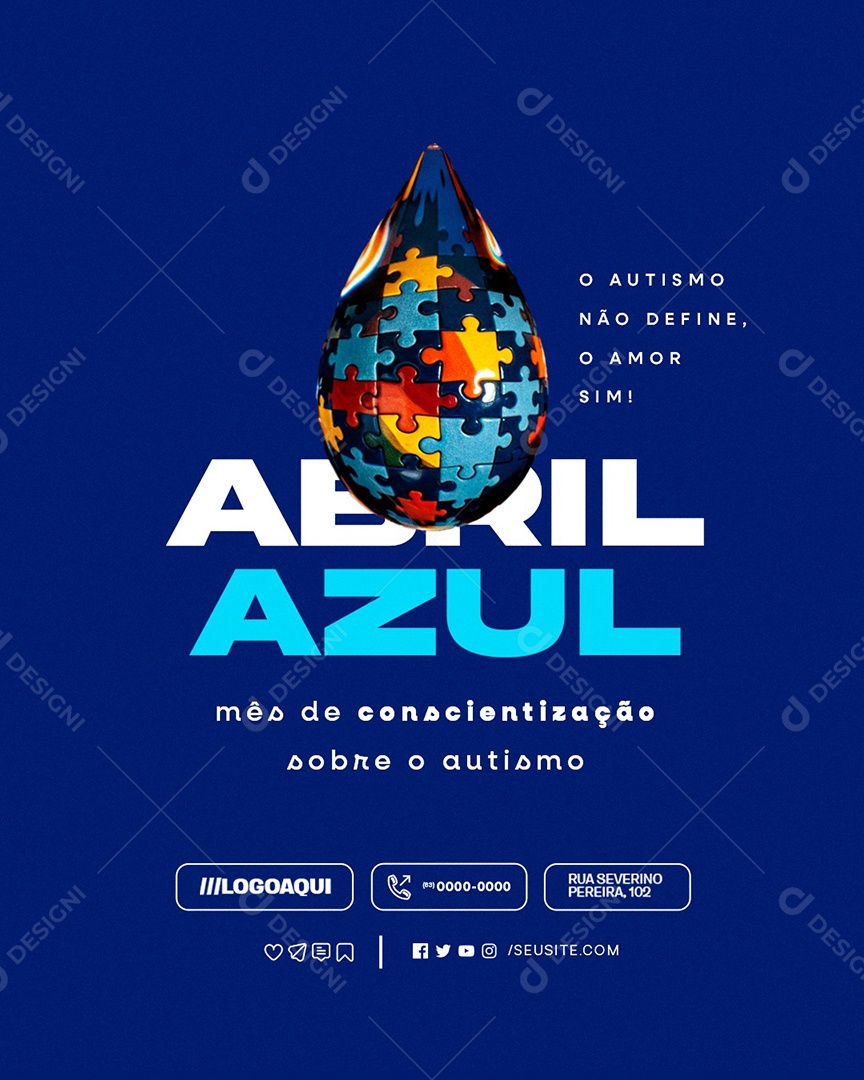 Abril Azul O Autismo Não Define Social Media PSD Editável