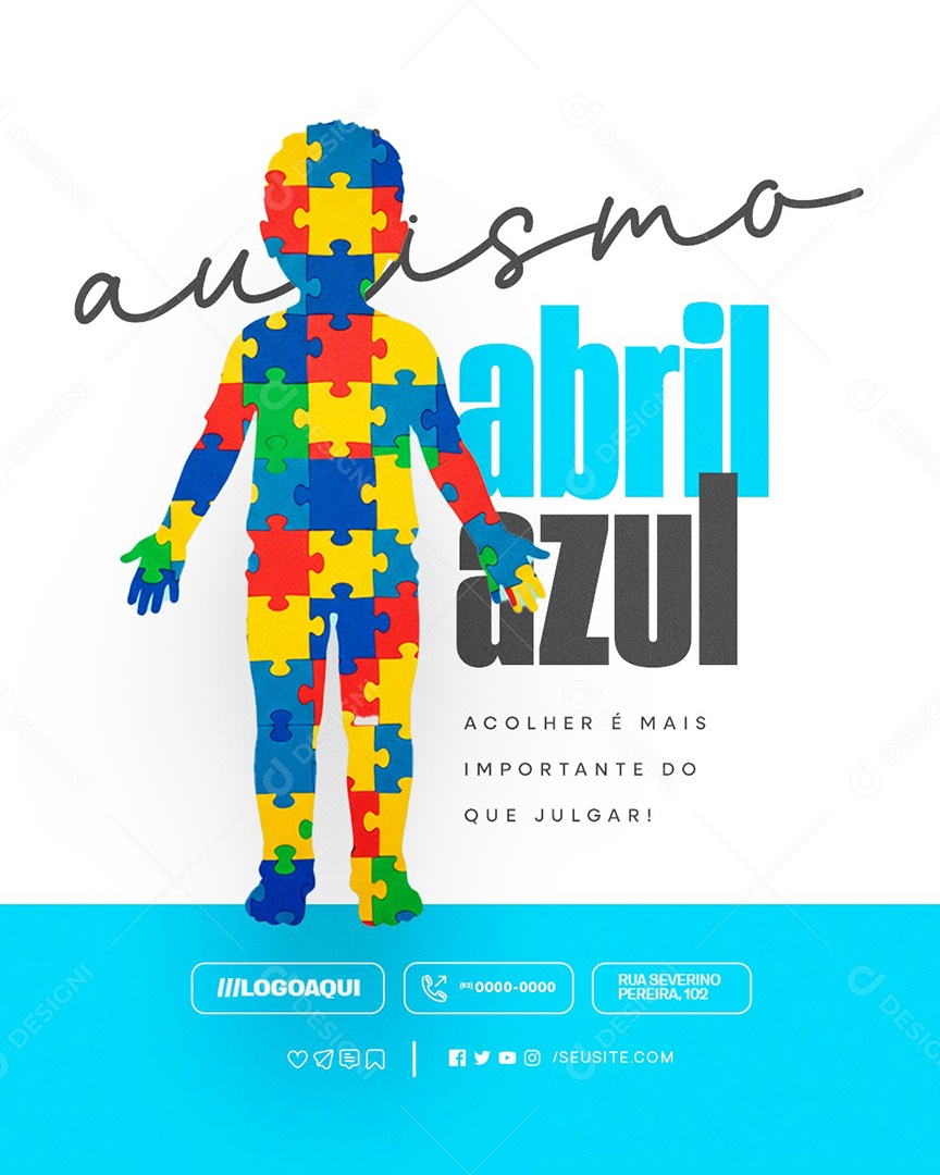 Abril Azul Acolher é Mais Importante Social Media PSD Editável