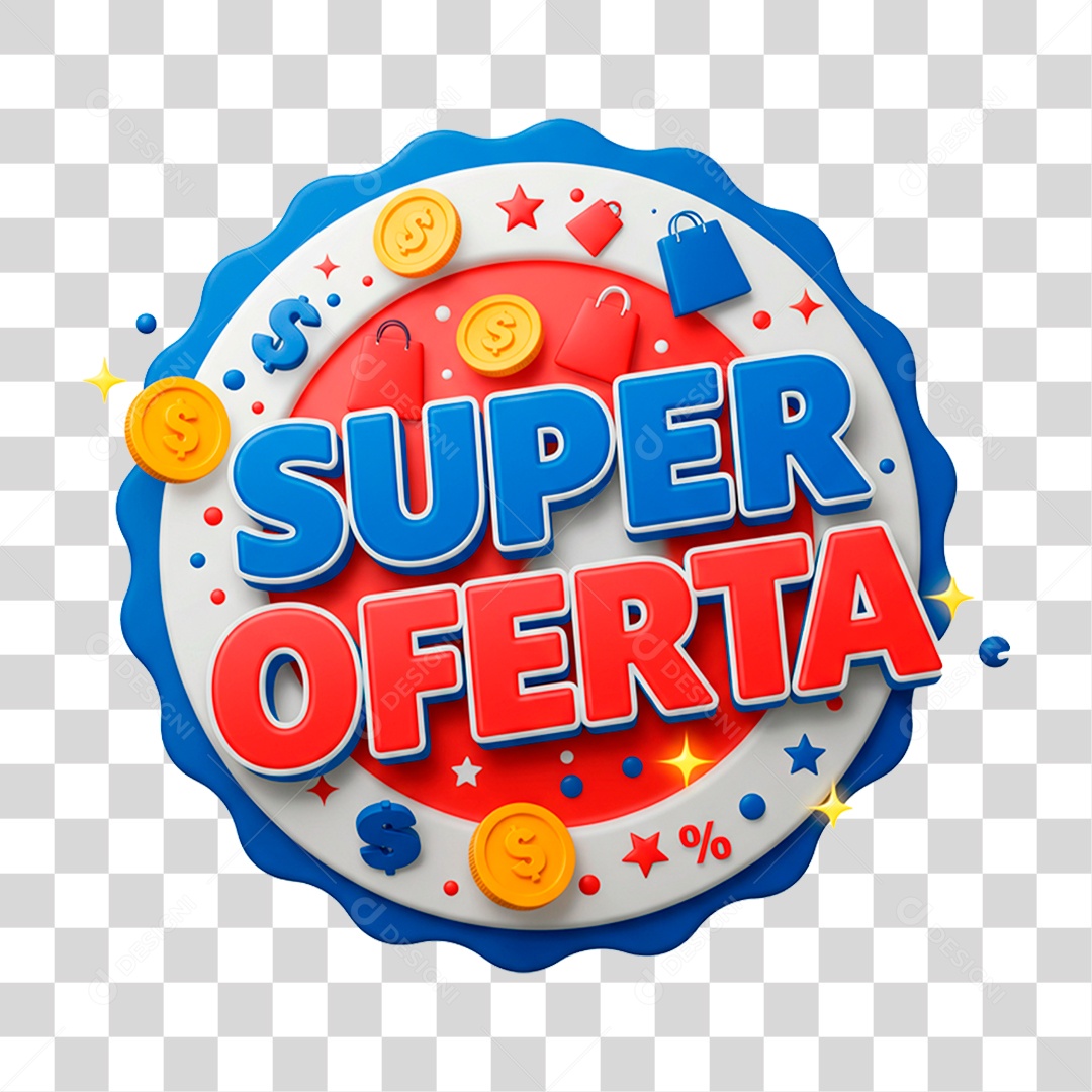 Selo 3D Super Oferta PNG Transparente