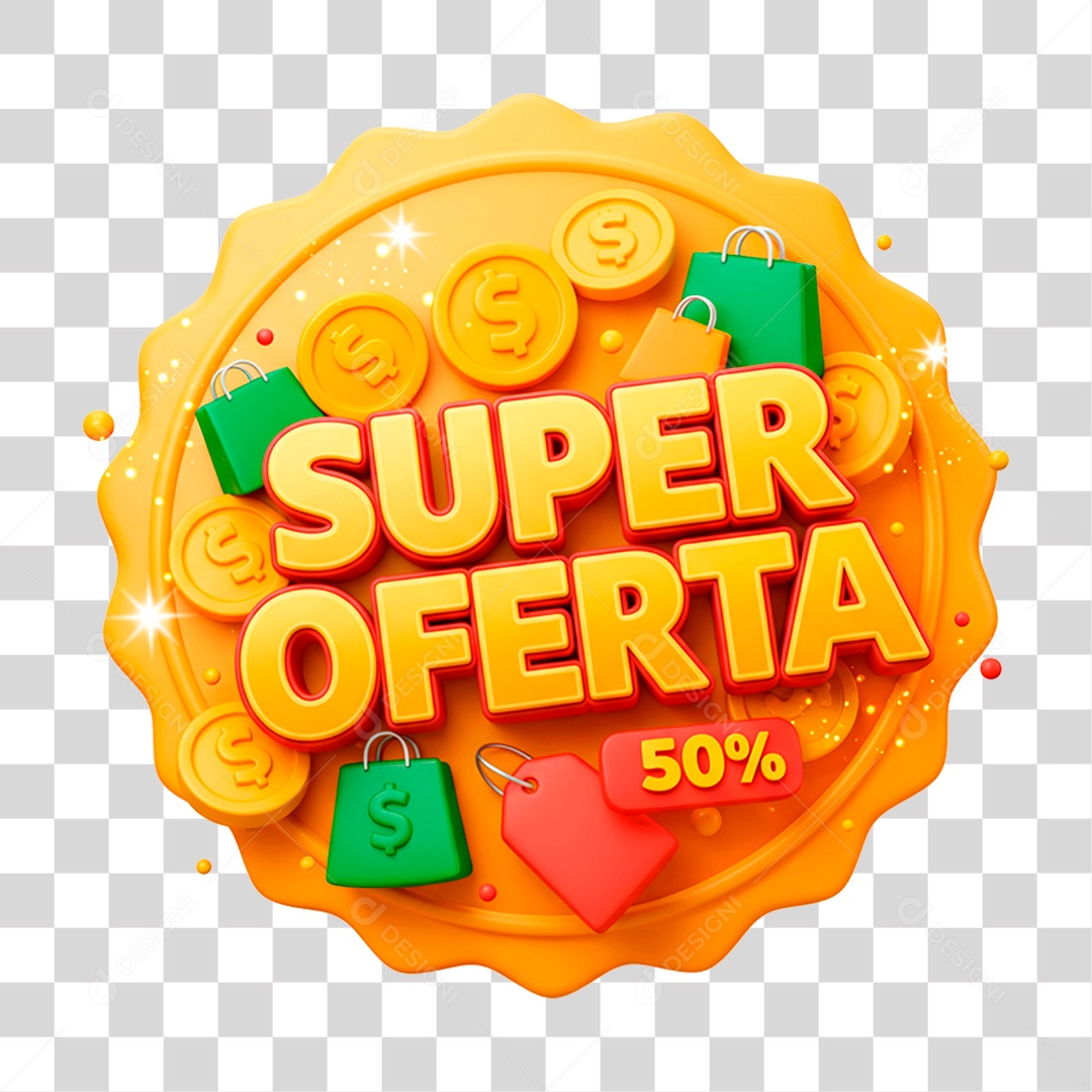 Selo 3D Super Oferta PNG Transparente