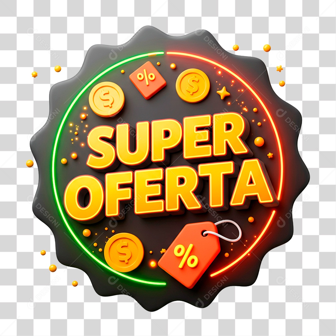 Selo 3D Super Oferta PNG Transparente