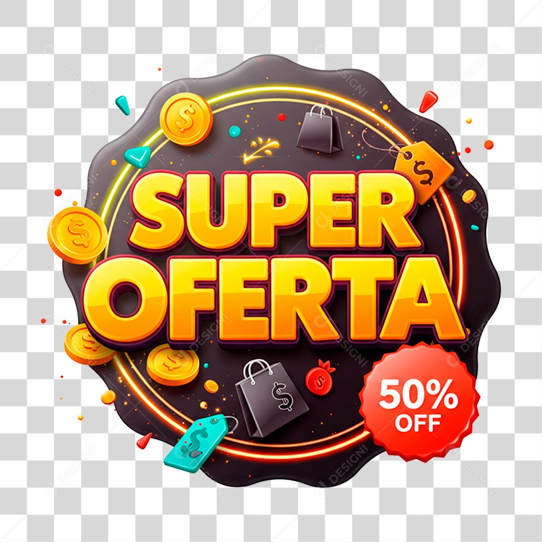 Selo 3D Super Oferta PNG Transparente