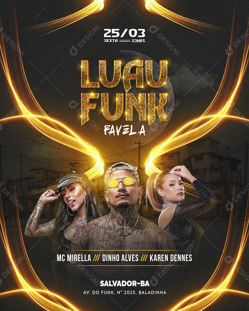 Flyer Luau Funk Favela Social Media Feed PSD Editável