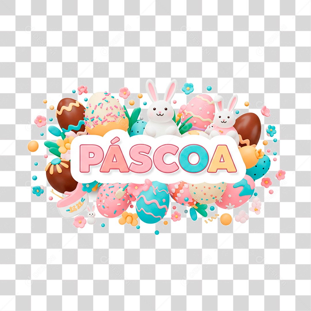 Selo 3D Páscoa PNG Transparente
