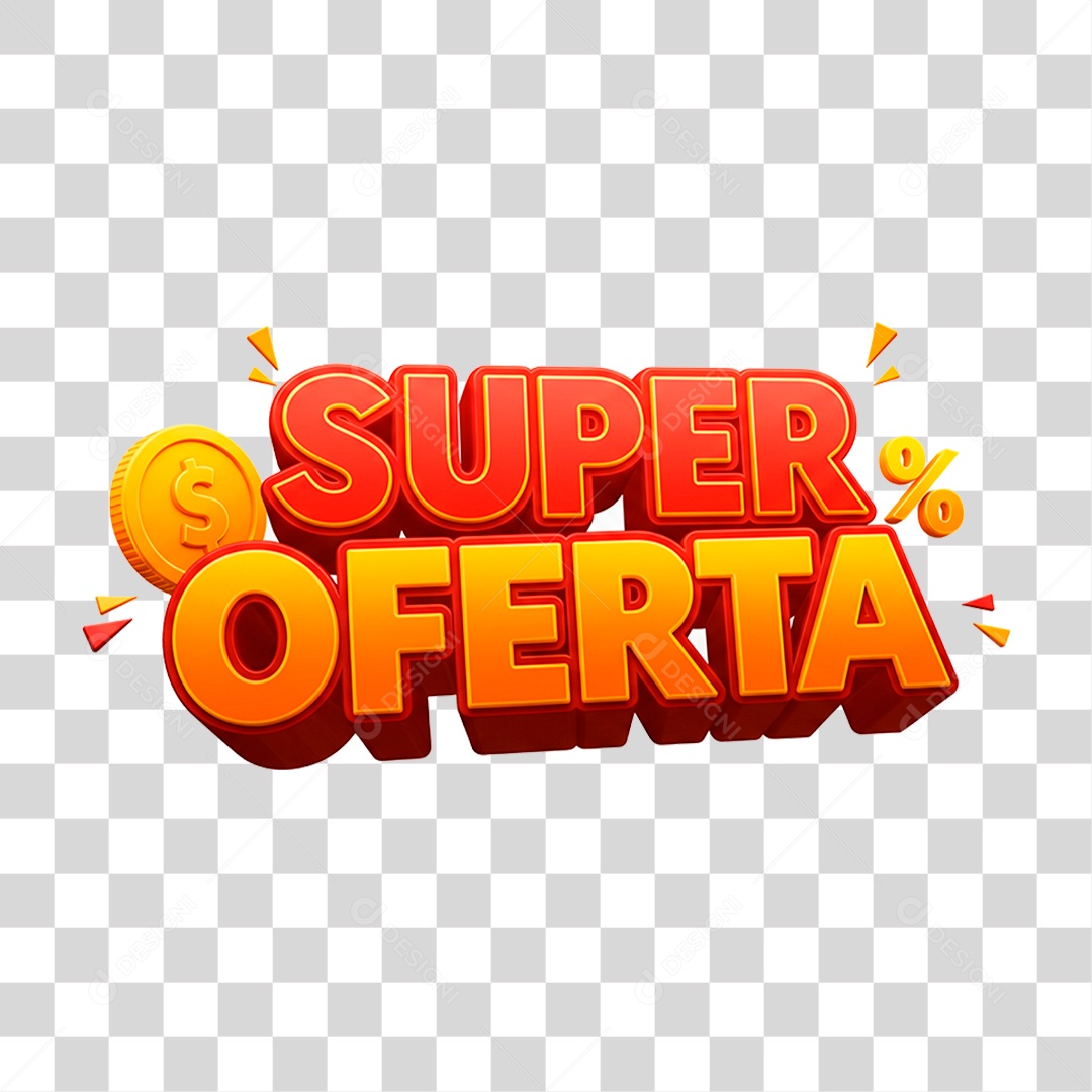 Selo 3D Super Oferta Promoções Descontos Lojas Supermercados PNG Transparente