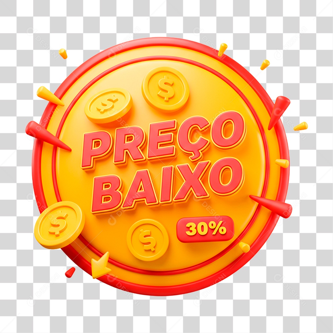 Selo 3D Preço Baixo PNG Transparente