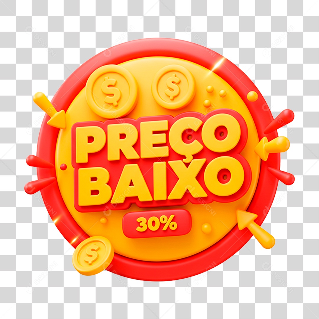 Selo 3D Preço Baixo PNG Transparente