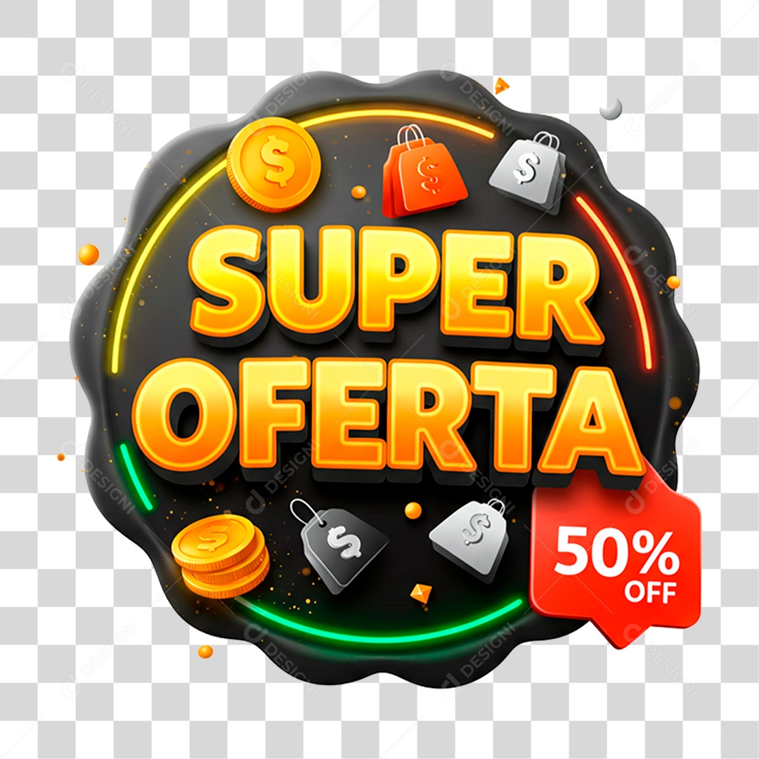 Selo 3D Super Oferta PNG Transparente
