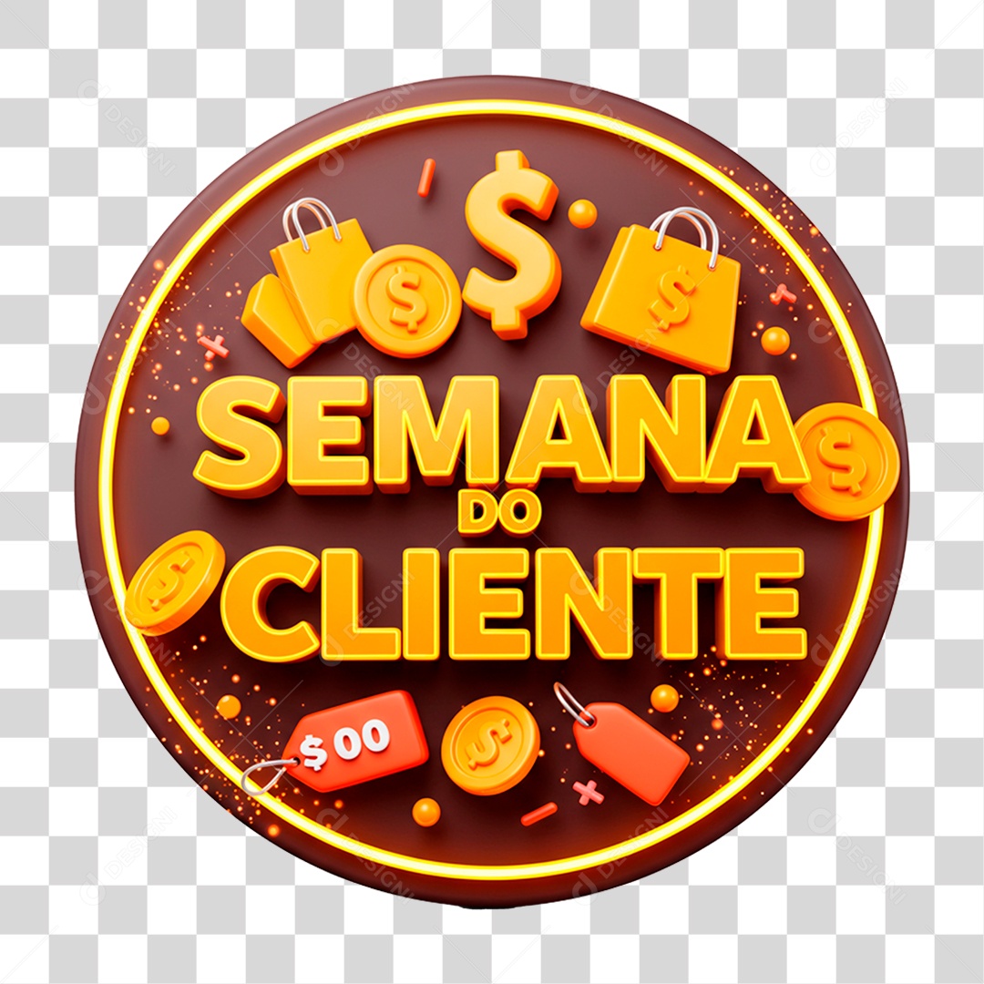 Selo 3D Semana do Cliente PNG Transparente