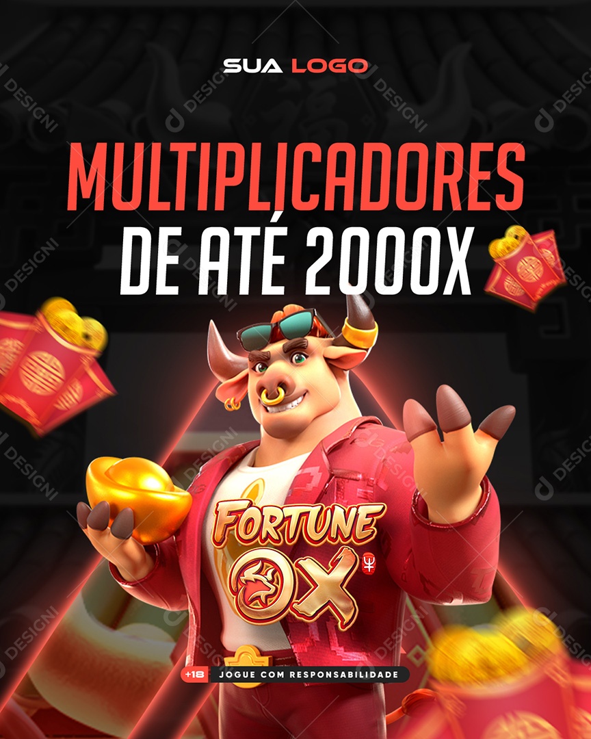 Plataforma de Jogos Fortune Multiplicadores Social Midia PSD Editável