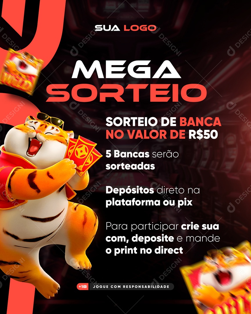 Plataforma de Jogos Mega Sorteio Social Midia PSD Editável