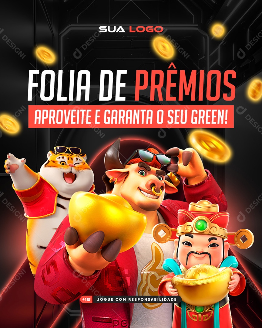 Plataforma de Jogos Folia de Prêmios Social Midia PSD Editável