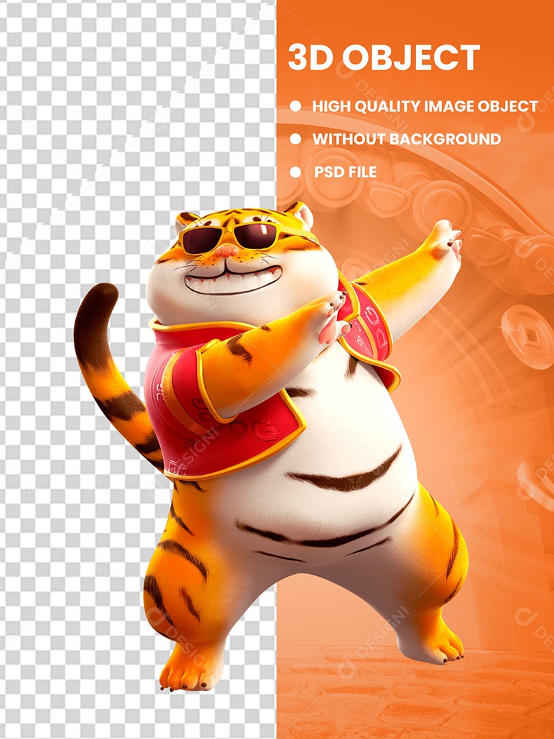 Tigrinho Elemento 3D Para Compisição PSD