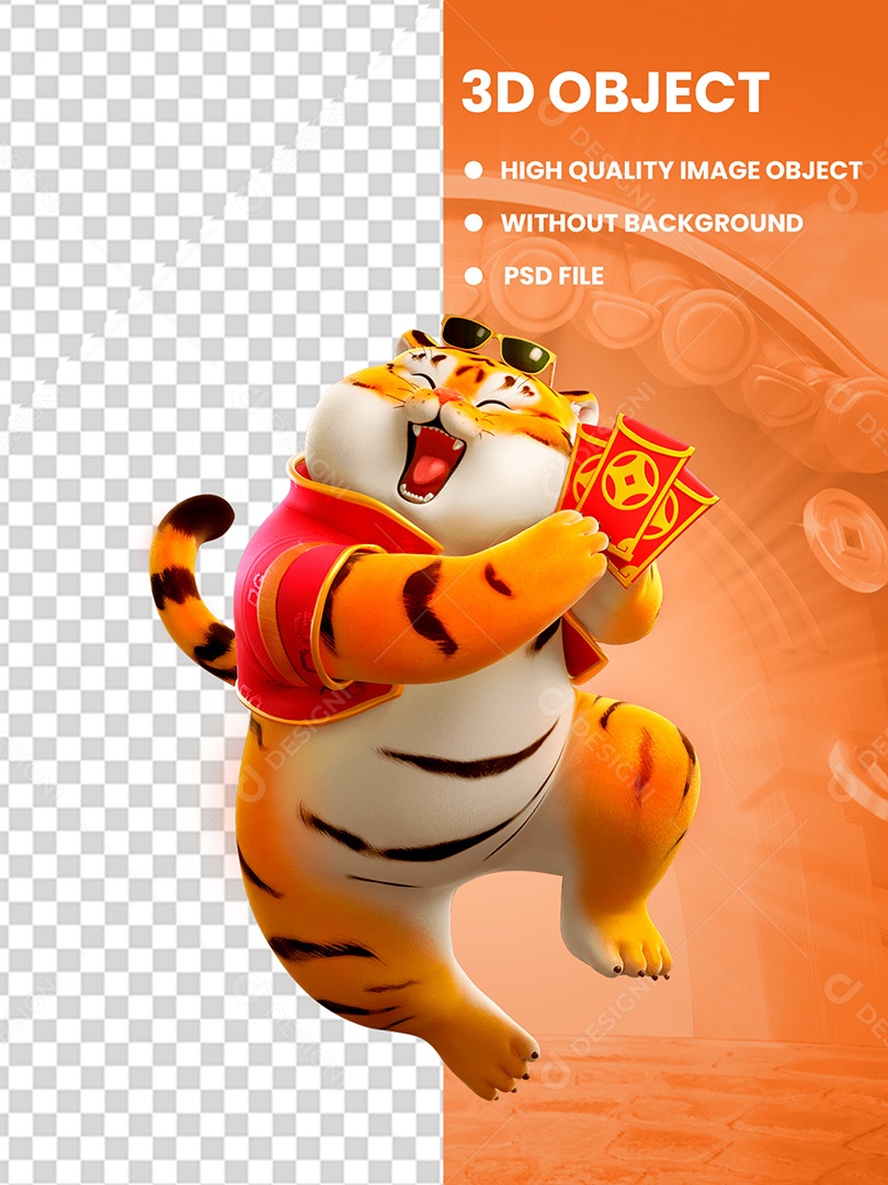 Tigrinho Elemento 3D Para Compisição PSD